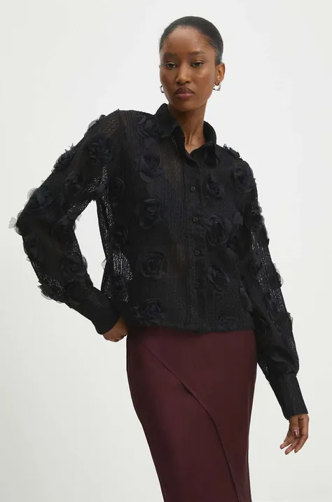 Сорочка Answear Lab жіноча колір чорний regular класичний комір