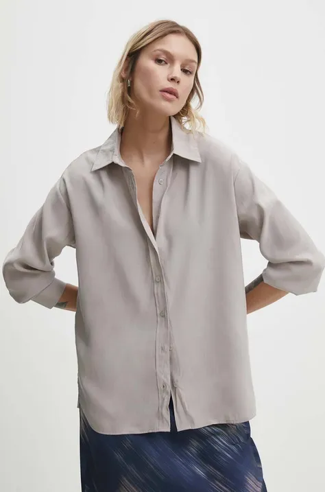 Рубашка Answear Lab женская цвет бежевый relaxed классический воротник