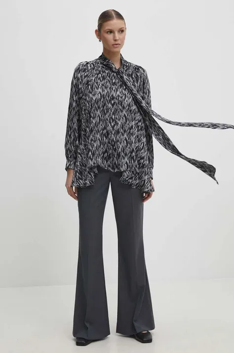 Рубашка Answear Lab женская цвет чёрный relaxed шнурованное декольте