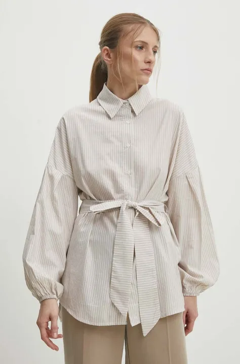 Сорочка Answear Lab жіноча колір бежевий relaxed класичний комір