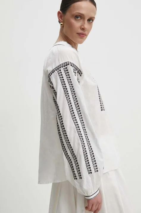 Pamučna košulja Answear Lab za žene, boja: bijela, relaxed