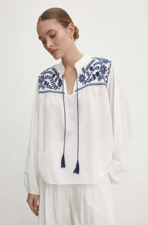Хлопковая блузка Answear Lab женская цвет белый с аппликацией