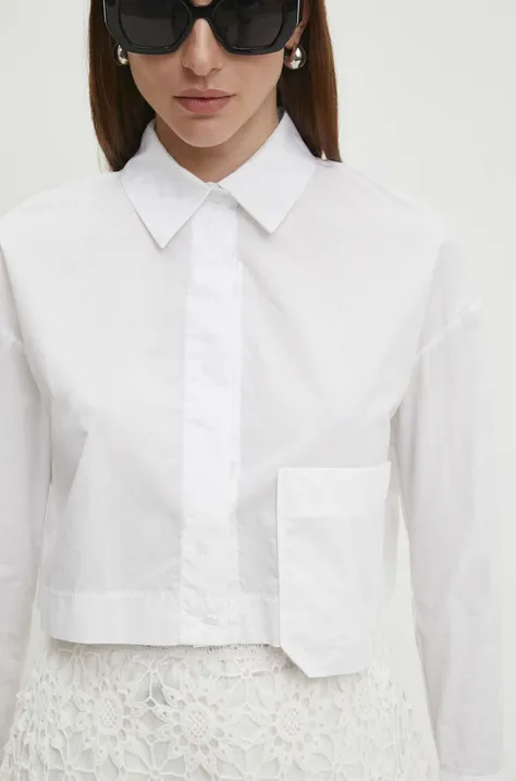Pamučna košulja Answear Lab za žene, boja: bijela, relaxed, s klasičnim ovratnikom