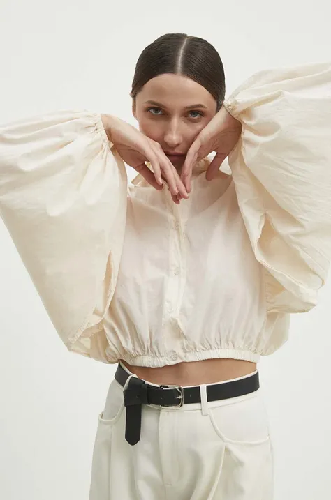 Бавовняна сорочка Answear Lab жіноча колір бежевий regular класичний комір