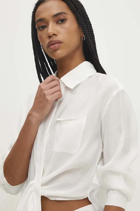 Рубашка Answear Lab женская цвет белый relaxed классический воротник