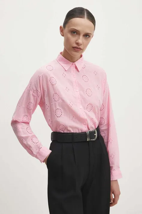 Bavlněná košile Answear Lab růžová barva, relaxed, s klasickým límcem