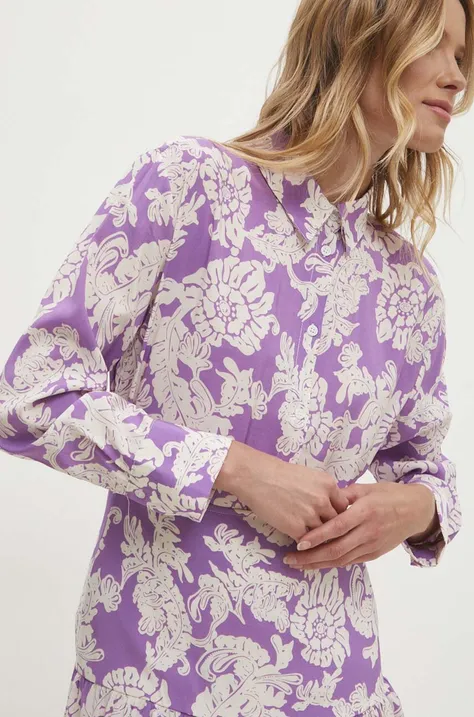 Сорочка Answear Lab жіноча колір фіолетовий regular класичний комір