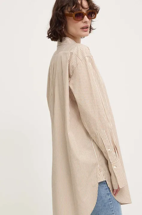 Бавовняна сорочка Answear Lab жіноча колір бежевий relaxed класичний комір