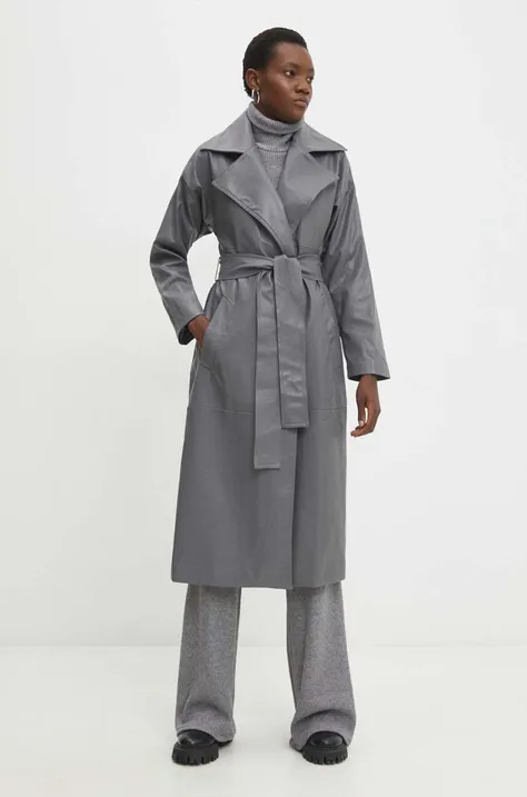 Пальто Answear Lab жіночий колір сірий перехідний