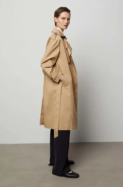 Trench kabát Answear Lab dámský, béžová barva, přechodný, dvouřadový