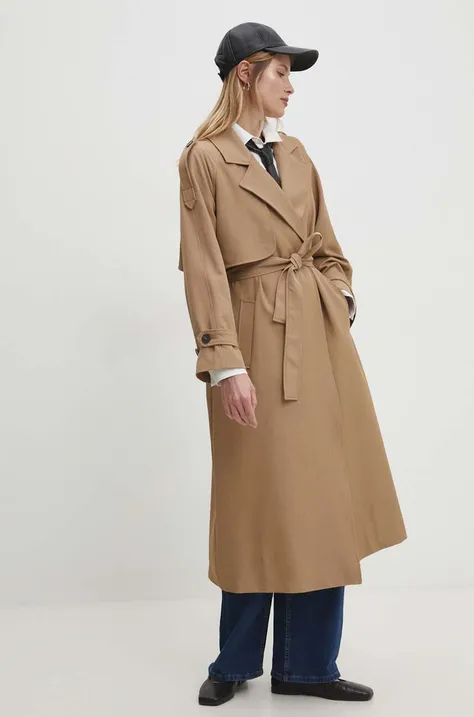 Kabát Answear Lab dámsky, hnedá farba, prechodný