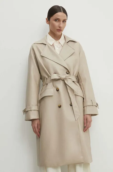 Trench kabát Answear Lab dámský, béžová barva, přechodný, oversize