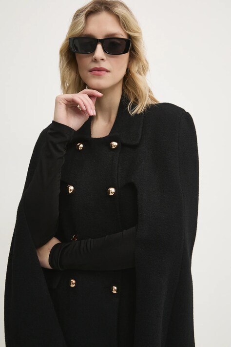 Answear Lab palton femei, culoarea negru, de tranzitie
