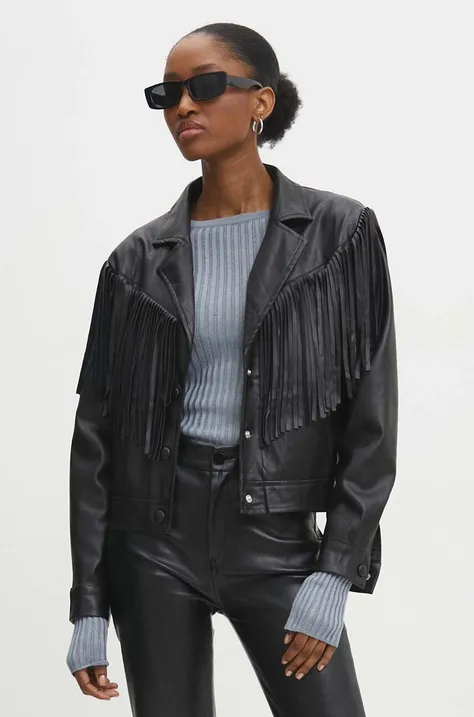Answear Lab rövid kabát női, fekete, átmeneti