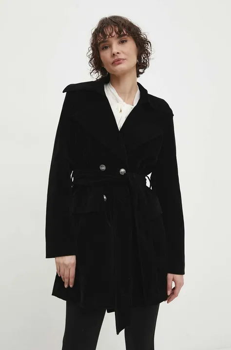 Velur jakna Answear Lab boja: crna, za prijelazno razdoblje