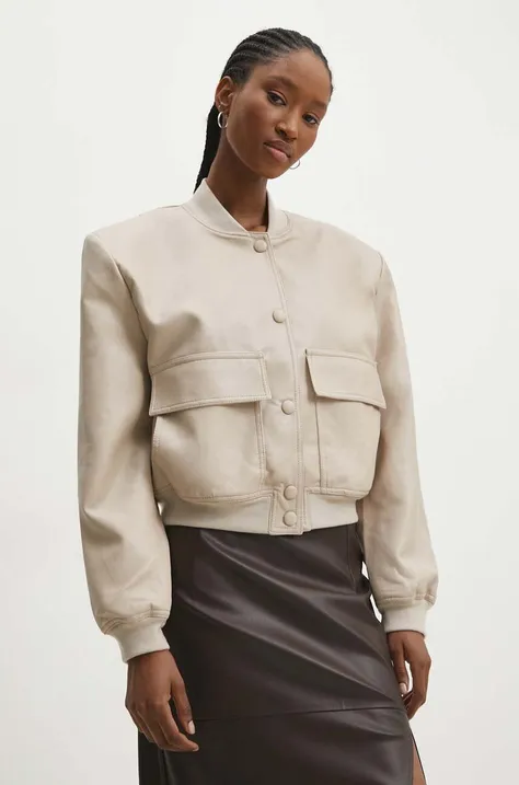 Куртка-бомбер Answear Lab жіночий колір бежевий перехідна oversize