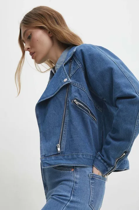 Answear Lab kurtka jeansowa damska kolor niebieski przejściowa