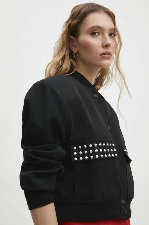 Куртка-бомбер Answear Lab жіночий колір чорний перехідна