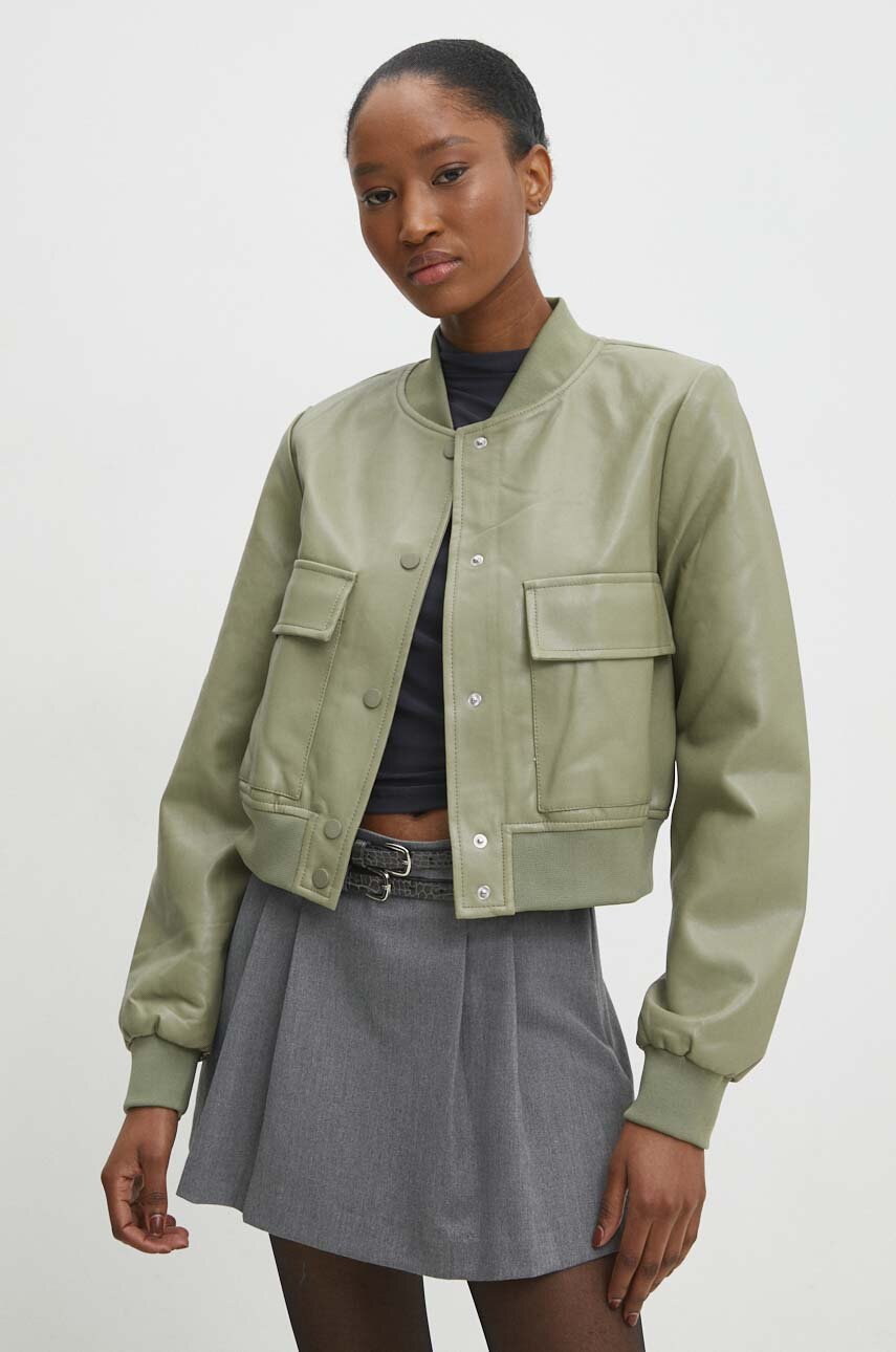 Answear Lab geaca bomber femei, culoarea verde, de tranzitie