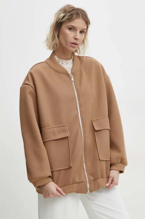 Куртка Answear Lab жіноча колір коричневий перехідна oversize