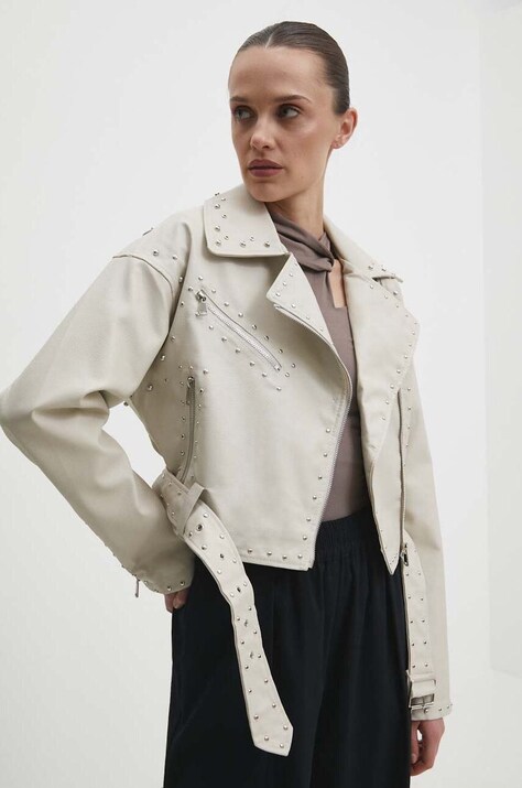Answear Lab geaca ramones femei, culoarea bej, de tranzitie, oversize