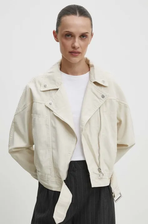 Джинсова куртка Answear Lab жіноча колір бежевий перехідна oversize