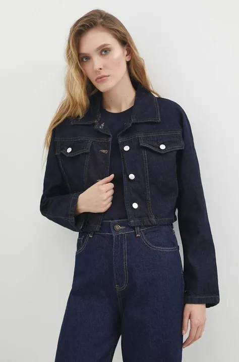 Jeans jakna Answear Lab ženska, mornarsko modra barva