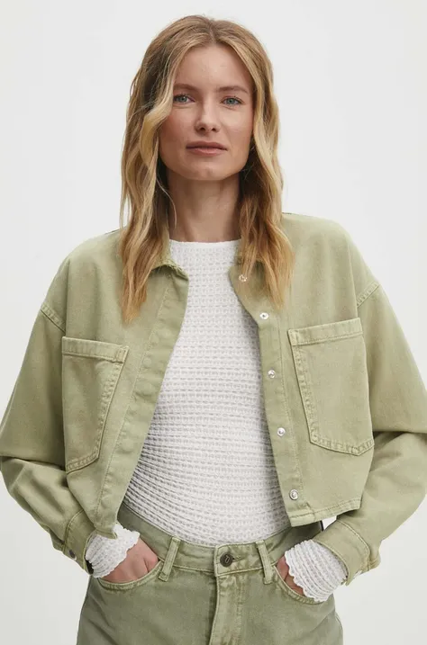 Jeans jakna Answear Lab ženska, zelena barva