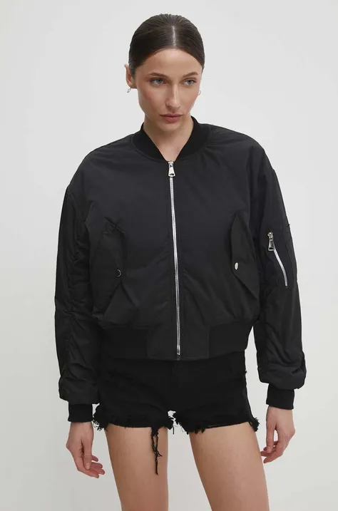 Answear Lab geaca bomber femei, culoarea negru, de tranzitie