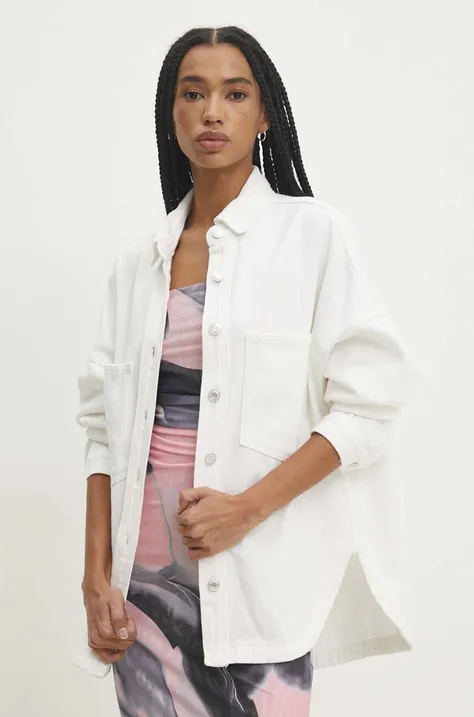 Джинсова куртка Answear Lab жіноча колір білий перехідна oversize