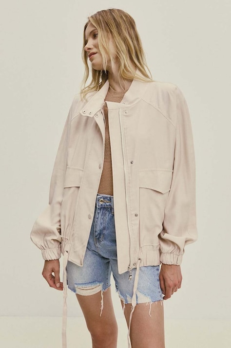 Answear Lab geaca femei, culoarea bej, de tranzitie, oversize