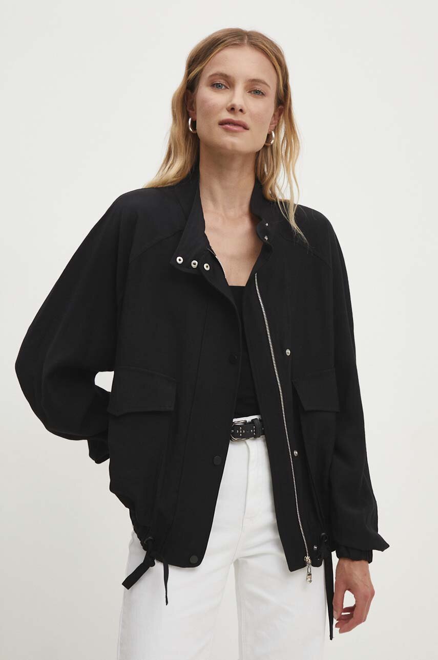 Answear Lab geaca femei, culoarea negru, de tranzitie, oversize