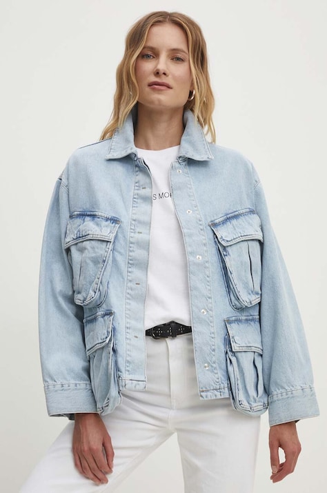 Rifľová bunda Answear.LAB dámska, prechodná, oversize