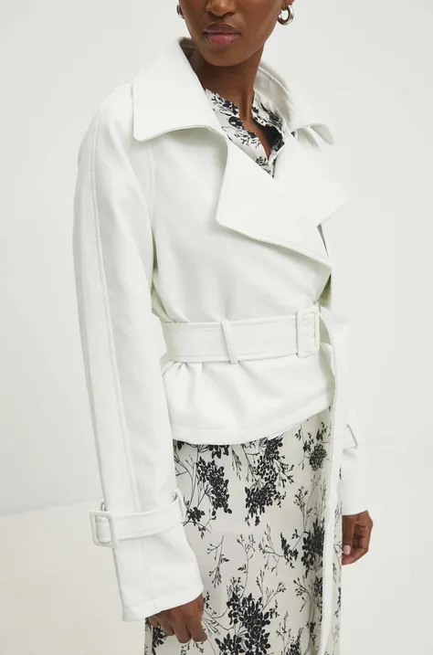 Answear Lab kurtka damska kolor biały przejściowa