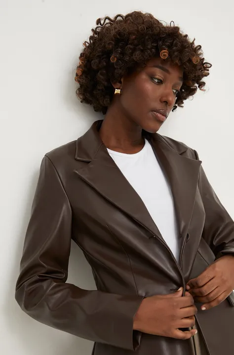 Пиджак Answear Lab цвет коричневый однобортный однотонная