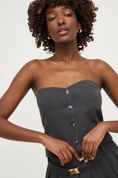 Answear Lab top culoarea gri, cold shoulder