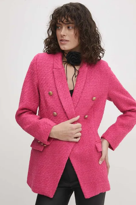 Піджак Answear Lab колір рожевий двобортний однотонна