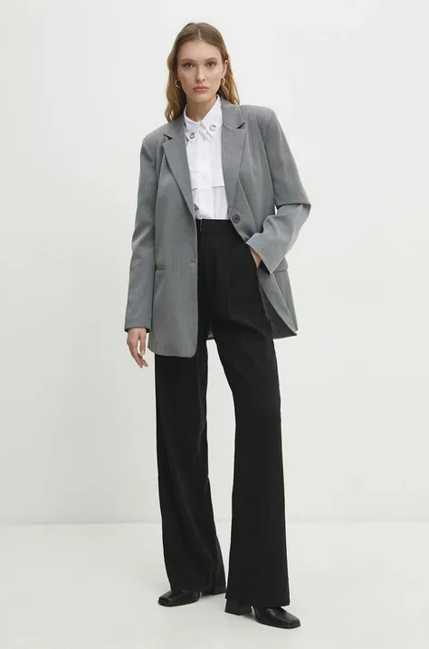 Пиджак Answear Lab цвет серый однобортный однотонная
