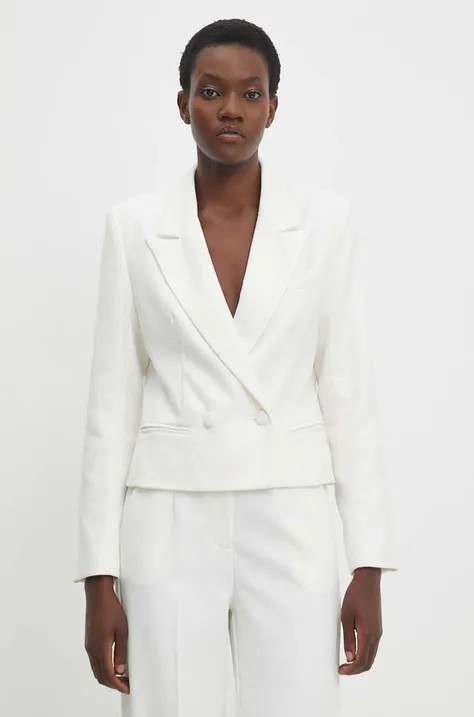 Піджак Answear Lab колір білий двобортний однотонна