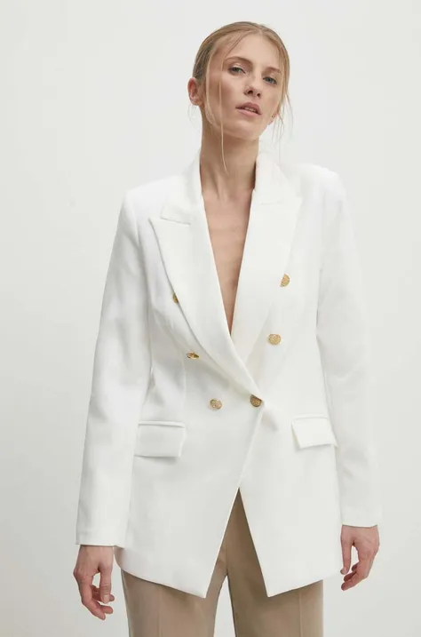 Пиджак Answear Lab цвет белый двубортный однотонная