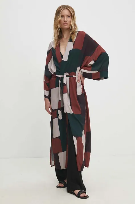 Kimono Answear Lab bordová farba, oversize, vzorovaná
