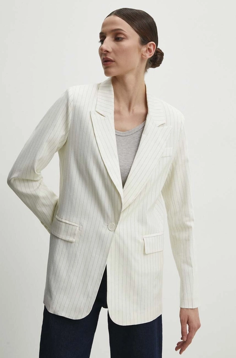 Blazer με μείγμα λινών Answear Lab χρώμα: άσπρο