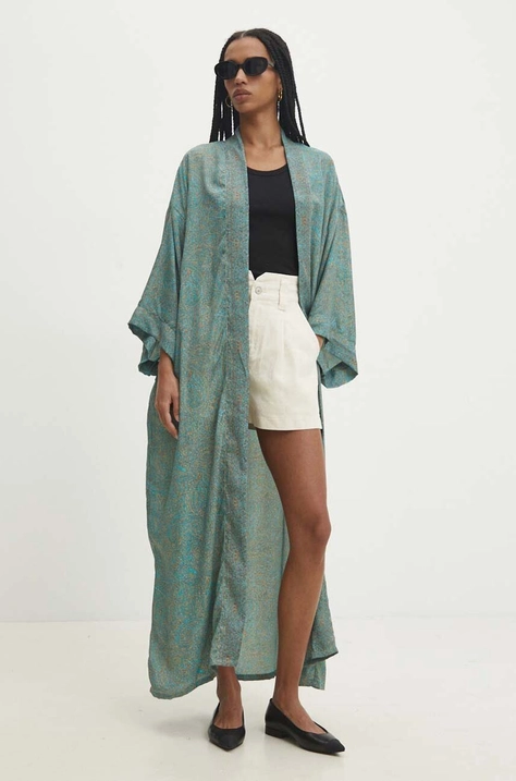 Answear Lab kimono kolor zielony wzorzysta