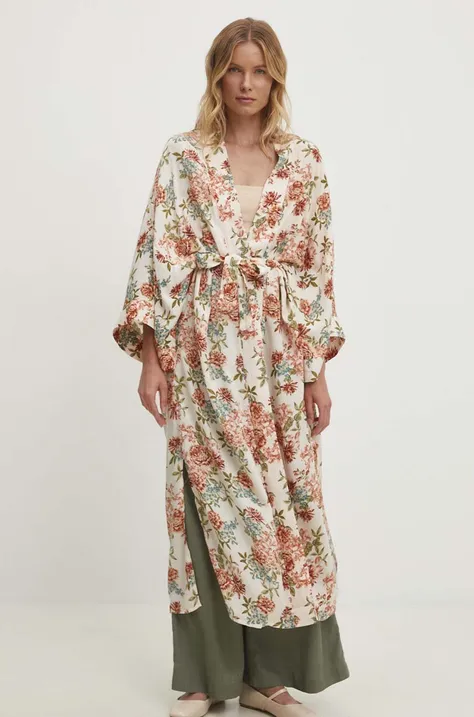 Kimono Answear Lab boja: bež, bez zakopčavanja, s uzorkom