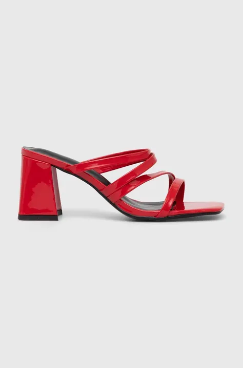 Шльопанці Answear Lab жіночі колір червоний каблук блок