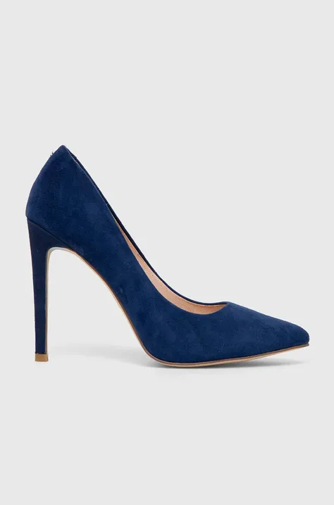 Answear Lab tacchi in pelle scamosciata colore blu navy