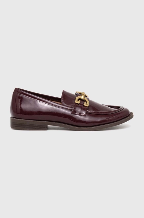 Answear Lab mocasini femei, culoarea bordo, cu toc plat