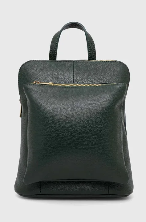 Kožený ruksak Answear Lab dámsky, zelená farba, malý, jednofarebný