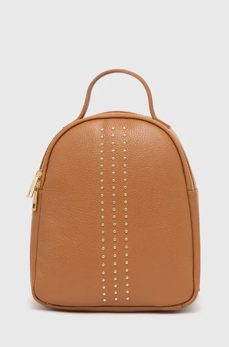 Кожаный рюкзак Answear Lab женский цвет коричневый маленький однотонный