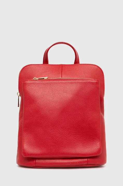 Kožni ruksak Answear Lab za žene, boja: crvena, mali, bez uzorka
